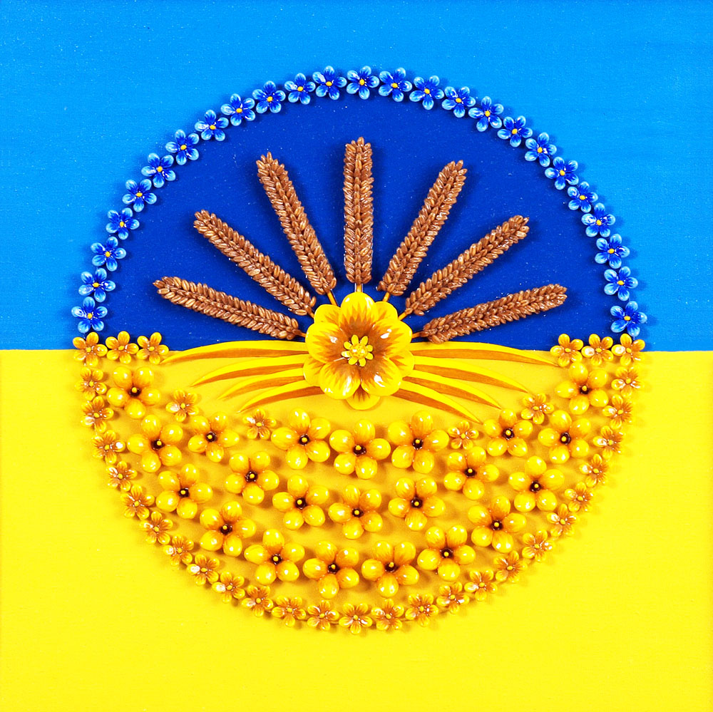 «Квітуча Україна». 2012. Насіння, фарби акрилові, лак